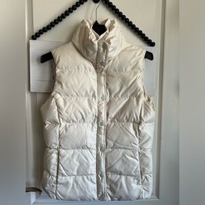 J. Crew Off-White Puffer Vest Ivory Cream Zipper Snaps Pockets Small 4 6 EUC